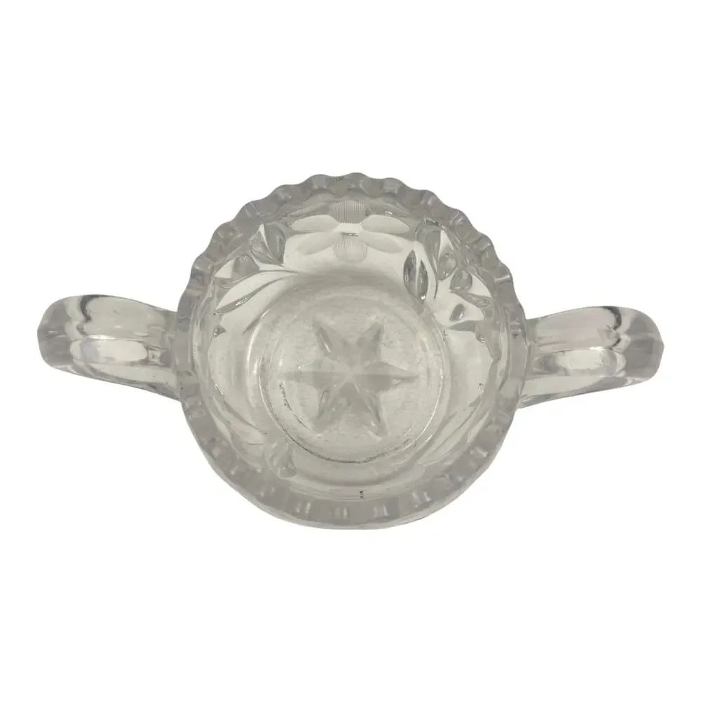 Vintage Tiffin-Franciscan EAPG Clear Cut Open Sugar Bowl Floral Etched‎